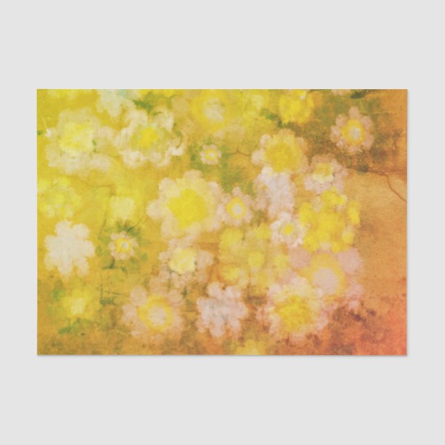 Papier Mousseline Peinture d'aquarelle Abstraite de fleurs rétro (Recto)