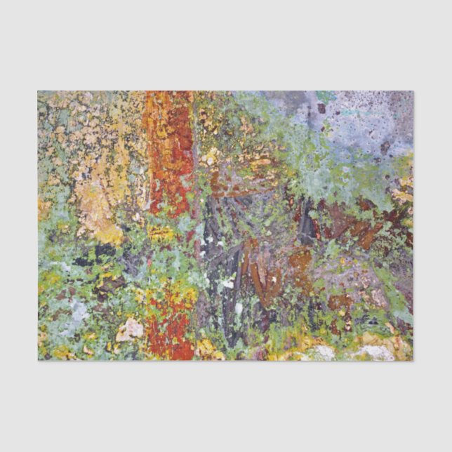 Papier Mousseline Peinture d'art Abstraite Découpage jaune vert (Recto)
