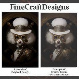 Papier Mousseline Peinture de Caniche Steampunk Blanc Mignon Decoupa