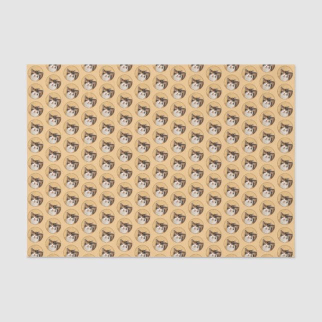 Papier Mousseline Peinture de chat Calico - Cute Original Cat Art (Recto)