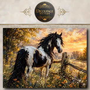 Papier Mousseline Peinture de cheval noir et blanc Art mural Amoureu
