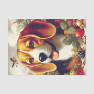 Papier Mousseline Peinture de chiot Beagle vintage
