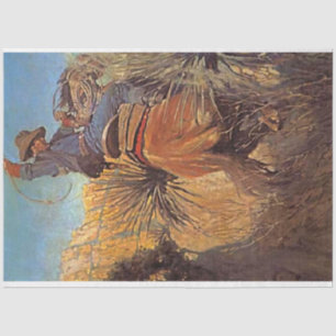 Papier Mousseline Peinture de NC Wyeth "Cheval sautant d'un serpent"