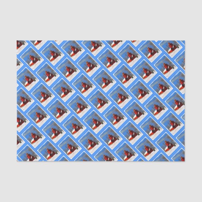 Papier Mousseline Peinture de phare rouge - Art original (Recto)