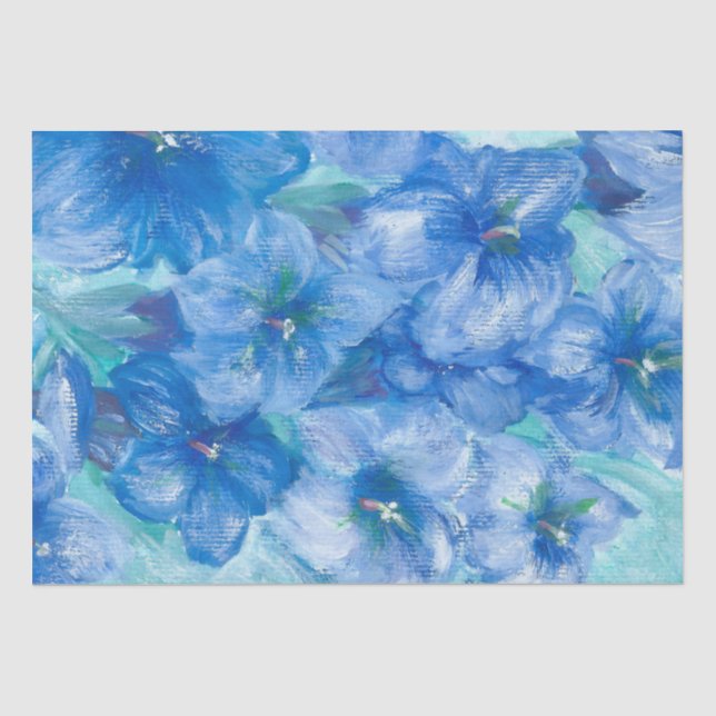 Papier Mousseline Peinture Fleur sauvage Gentienne Bleue (Recto)