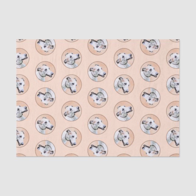 Papier Mousseline Peinture Greyhound Cute Rouge Blanc Original Chien (Recto)
