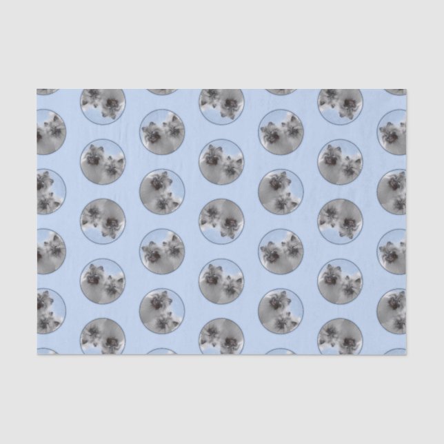 Papier Mousseline Peinture Keeshond 2 Keeshonden Original Chien Art (Recto)
