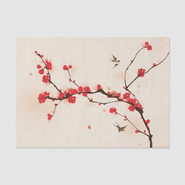 Papier Mousseline Peinture orientale de style, fleur au printemps 3 (Recto)