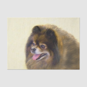 Papier Mousseline Peinture Poméranienne Noir et Tan Art Chien origin