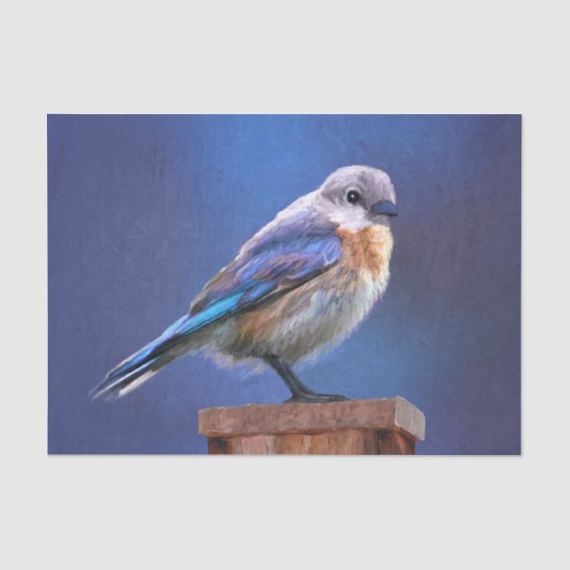 Papier Mousseline Peinture pour oiseaux bleus (femelle) - Art origin (Recto)