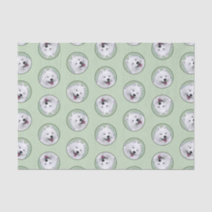 Papier Mousseline Peinture Samoyed Blanc mignonne Original Animal Ch