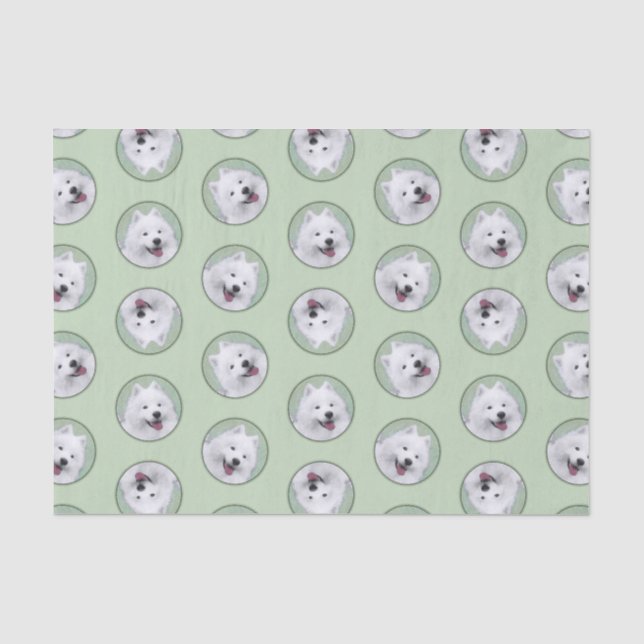 Papier Mousseline Peinture Samoyed Blanc mignonne Original Animal Ch (Recto)