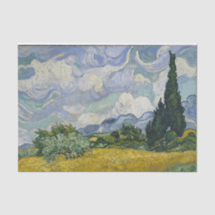Papier Mousseline Peinture vintage de Van Gogh Champ de blé avec cyp