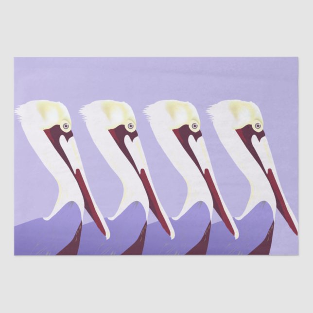 Papier Mousseline Pélicans - Découpage (Recto)