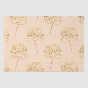 Papier Mousseline peonées de faux feuillard blush et or