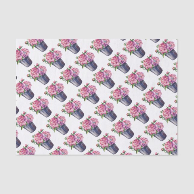 Papier Mousseline Peonies en papier de tissus pour la plantation (Recto)