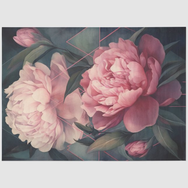 Papier Mousseline Peonies Series Design 6 (Recto)