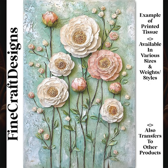 Papier Mousseline Peonies texturées, Jardin de chalet BDR.6 Découpag (Créateur téléchargé)