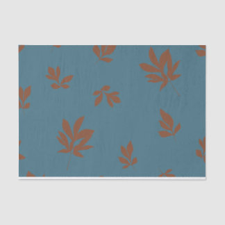 Papier Mousseline Peony Feuilles bleu et rouille