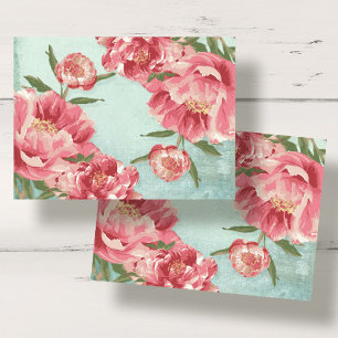 Papier Mousseline Peony Floral Rouge Mint Retro Vintage Chintz