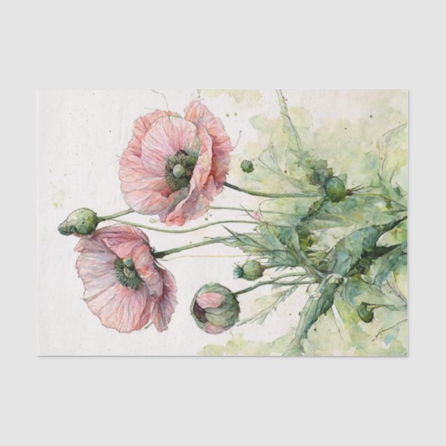 Papier Mousseline Pépites Roses, Aquarelle Florale Délicate (Recto)