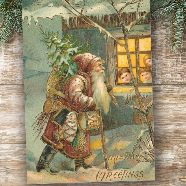 Papier Mousseline Père du Vieux Monde Noël en Neige avec cadeaux (Créateur téléchargé)