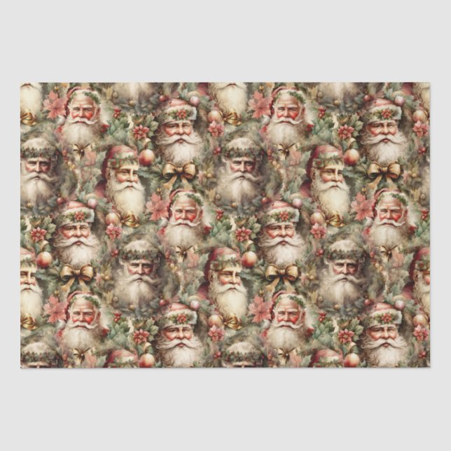 Papier Mousseline Père Noël À L'Ancienne Mode Avec Des Wreath (Recto)