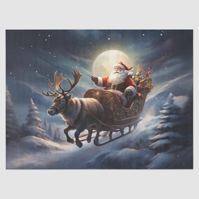 Papier Mousseline Père Noël à Sleigh sous l'embarcation de découpage (Recto)