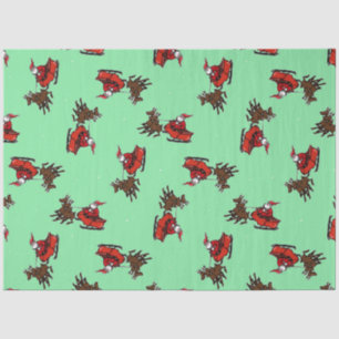 Papier Mousseline Père Noël avec sly sur vert