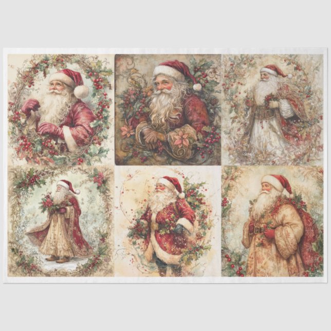 Papier Mousseline Père Noël Carrés de Noël (Recto)