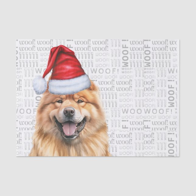Papier Mousseline Père Noël Chow Chow Chien Festif Noël (Recto)