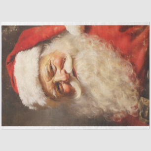 Papier Mousseline Père Noël classique souriant avec casquette rouge