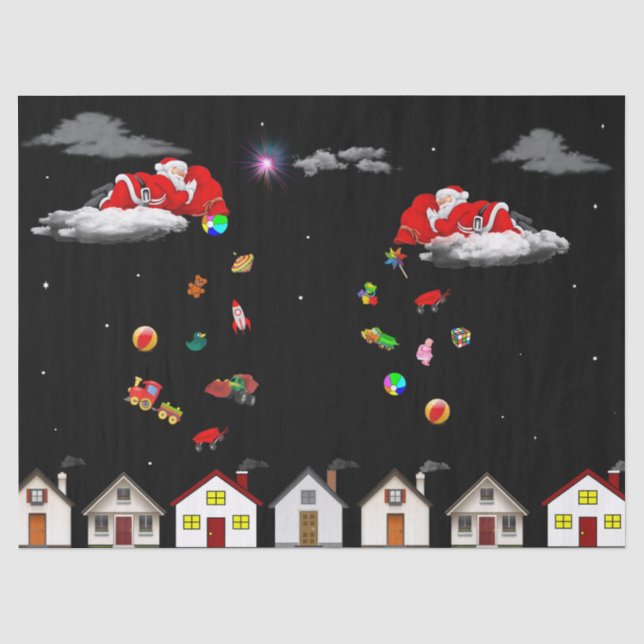 Papier Mousseline père Noël dans le papier tissu du ciel (Recto)