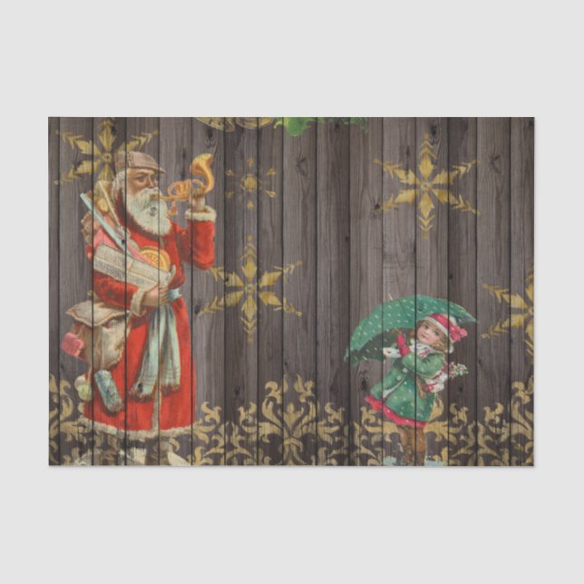 Papier Mousseline Père Noël Découpage en bois de Noël (Recto)