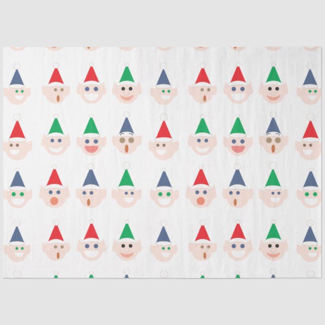 Papier Mousseline Père Noël Elves Elf Face à Noël Festif (Recto)