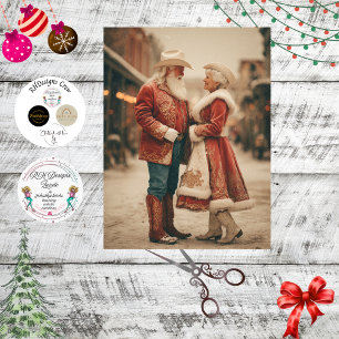 Papier Mousseline Père Noël et Mme Claus dansant dans la rue découpa