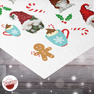 Papier Mousseline Père Noël Gnomes Sucre de canne Holly Christmas