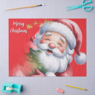Papier Mousseline Père Noël mignon drôle & typographie