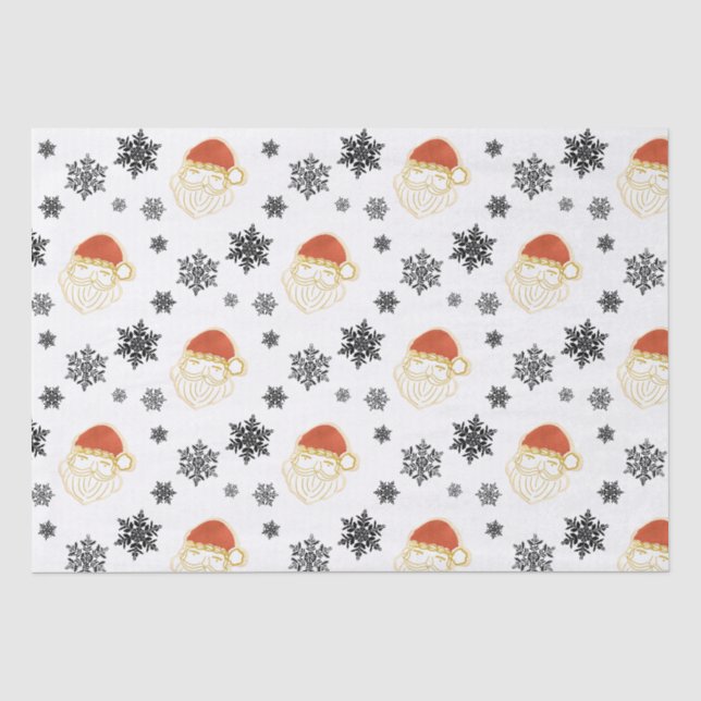 Papier Mousseline Père Noël Père Noël Illustration de neige (Recto)