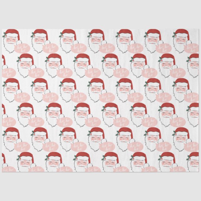 Papier Mousseline Père Noël rose et rouge joyeux | ho ho (Recto)