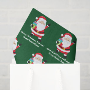 Papier Mousseline Père Noël Vert Customisé Enfants Noël
