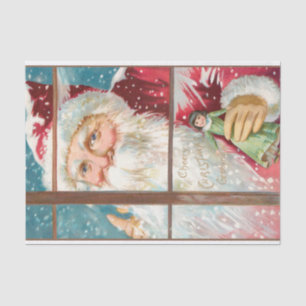 Papier Mousseline Père Noël vintage à Snowy Window