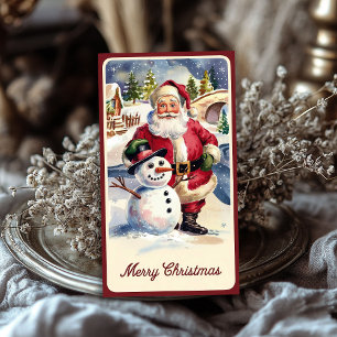 Papier Mousseline Père Noël vintage avec bonhomme de neige Noël