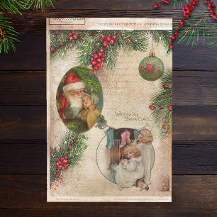 Papier Mousseline Père Noël vintage, Enfants, Pin & Découpage Holly