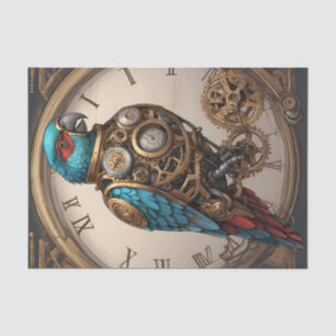Papier Mousseline Perroquet bleu vintage à l'horloge