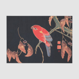 Papier Mousseline Perroquet rouge sur la branche d'un arbre par Ito