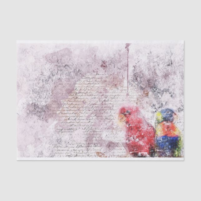 Papier Mousseline Perroquets avec texture (Recto)
