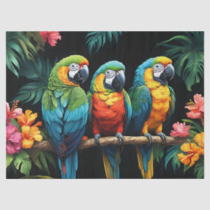 Papier Mousseline Perroquets Tropicaux
