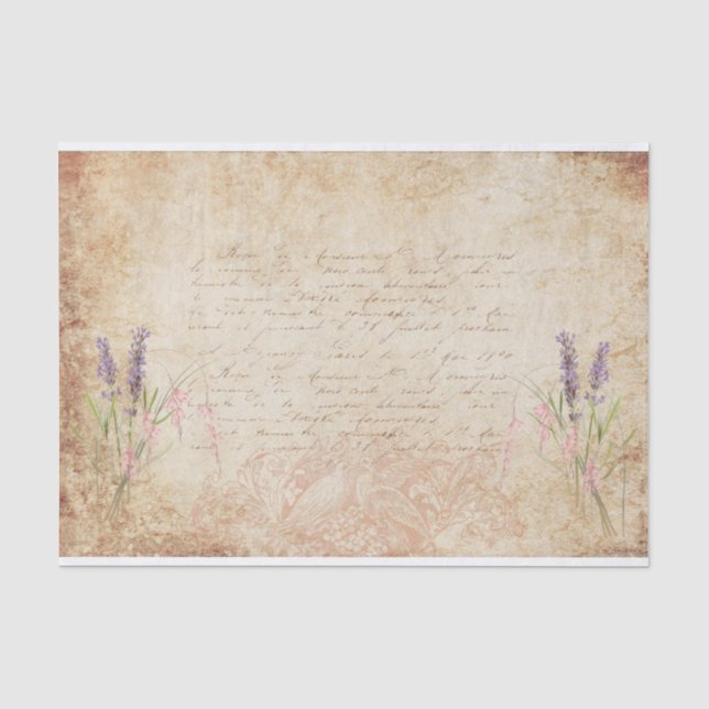 Papier Mousseline Perruches et fleurs (Recto)