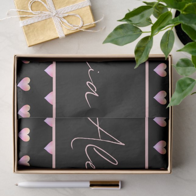 Papier Mousseline Personalized Name Heart Black (Cadeau)